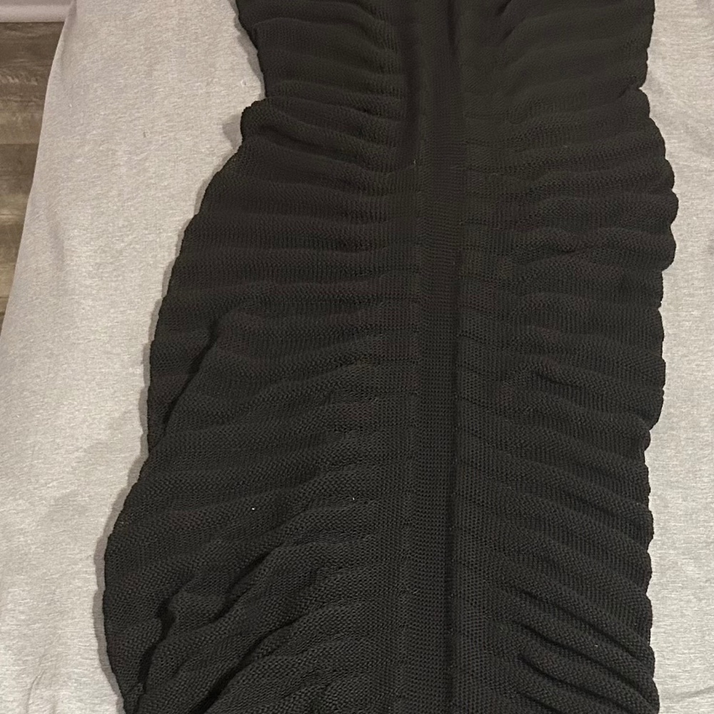 Black Mesh Midi Cap Sleeve Dress